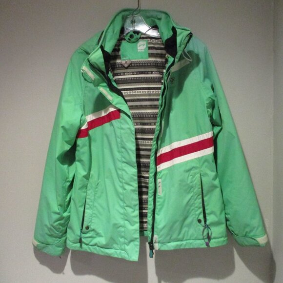 Womens Orage Ski Snow Winter Jacket 3 in 1 Green White Hooded - Picture 6 of 12